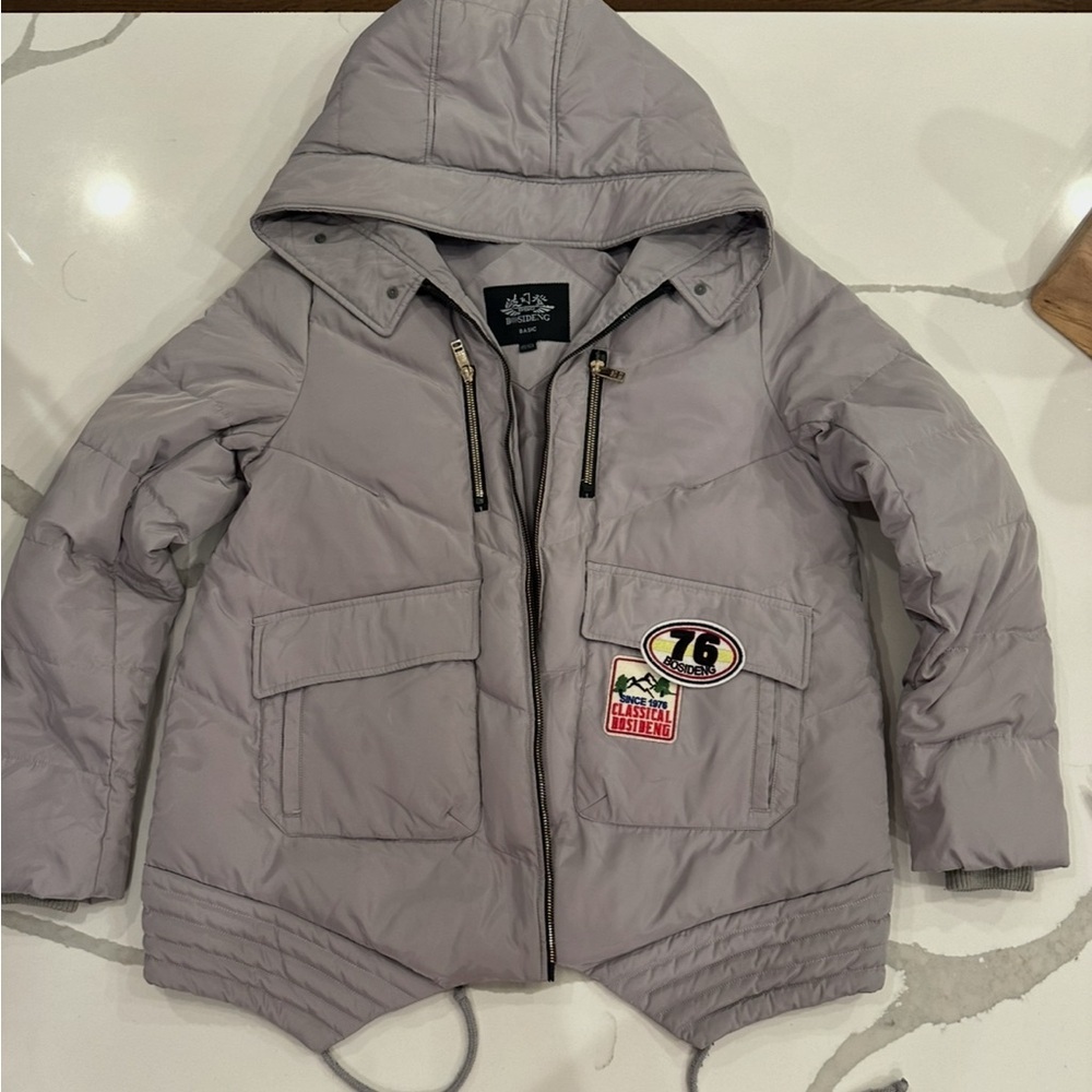 Bosideng Basic Women’s Gray Hooded Jacket (faux fur hood accent not included)